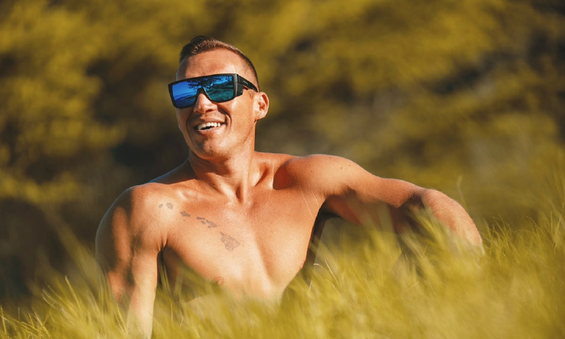 BUZZ Bomb Safety - Polarized Ice Blue Mirror Black 6