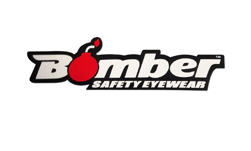 7 inch Red Blk Bomber Sticker_Safety 1